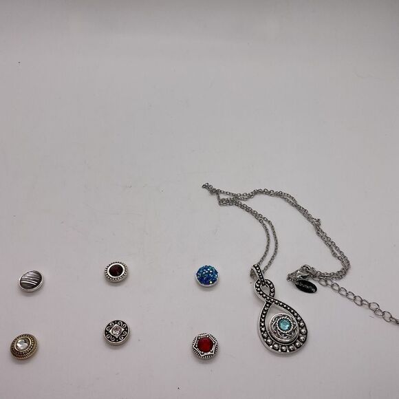 Elegant Silver Toned Pendant Necklace with Interchangeable Charms - Picture 2 of 5